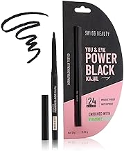Swiss Beauty You & Eye Power Black Kajal | Waterproof & Smudge-Proof | 24 Hour Stay | Matte Finish Black Kajal | 0.30gm