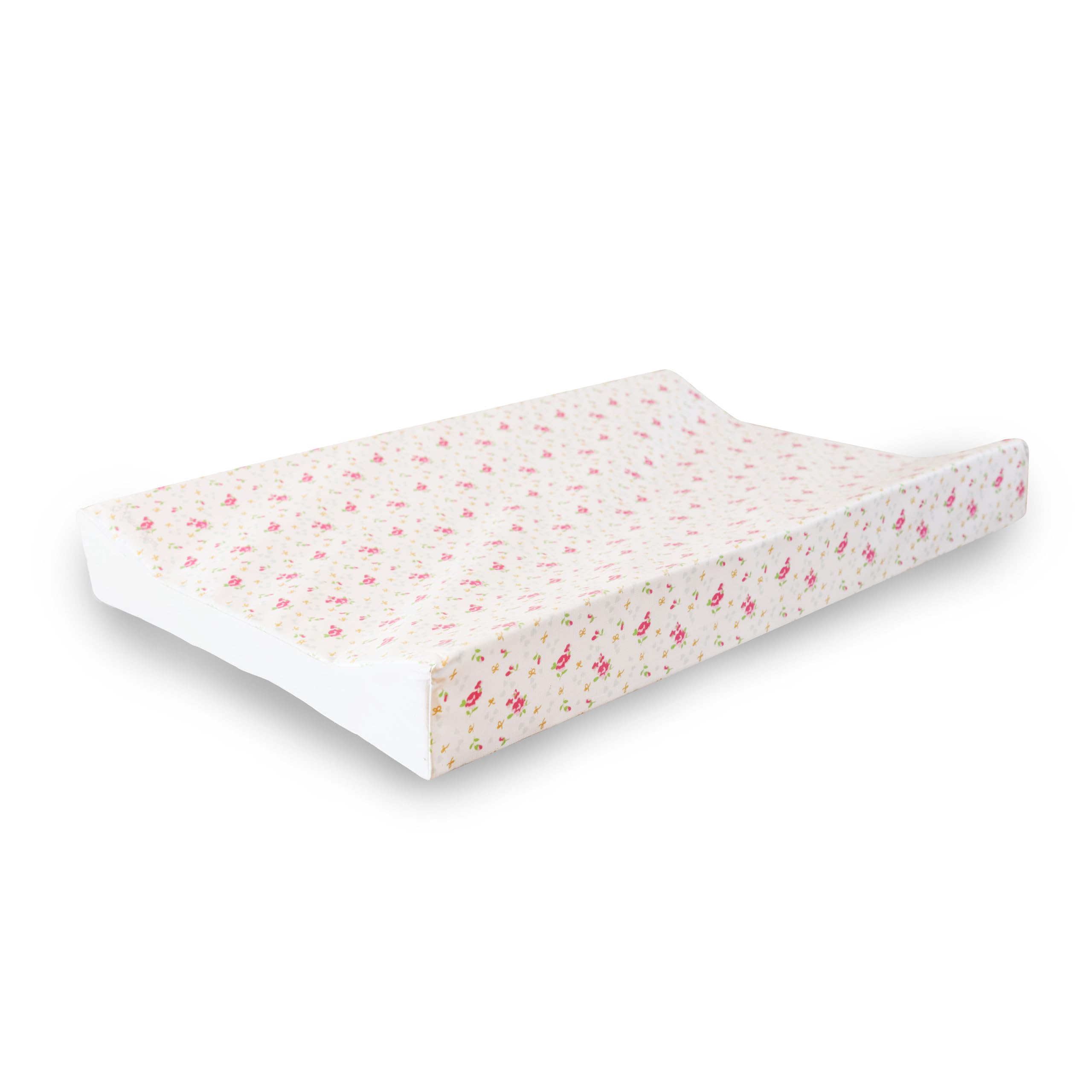 KATY Deluxe Wickelunterlage für Babys, Mädchen, wasserdicht, mit gebogenen Seiten, Vintage-Rosen-Design, cremefarben