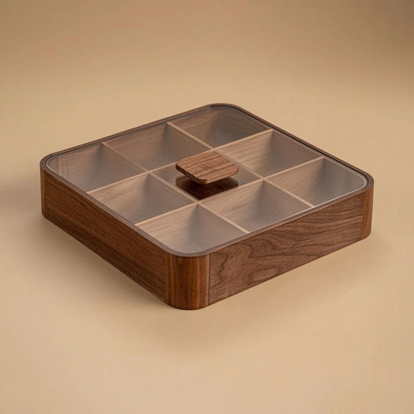 Caja con Tapa Vidrio Compacto Caja Organizadora con Divisiones Resistente Organizador para Aficionados l Té, Seis Compartimentos