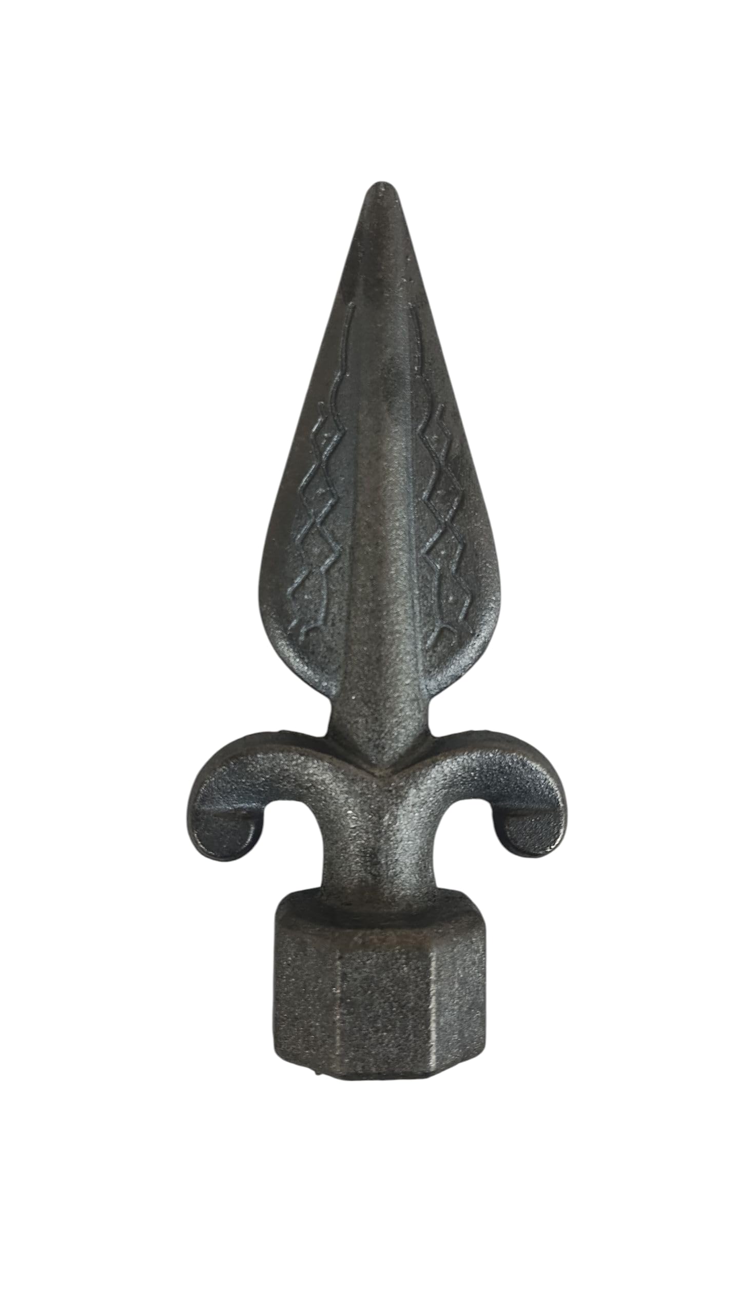 Cast Iron Fence Finials, Multiple Decorative Styles &amp; Sizes, 1/2" to 1" Inch Square and Round Spears, Fleur de Lis Design (1/2" Arrowhead SQ, 4)