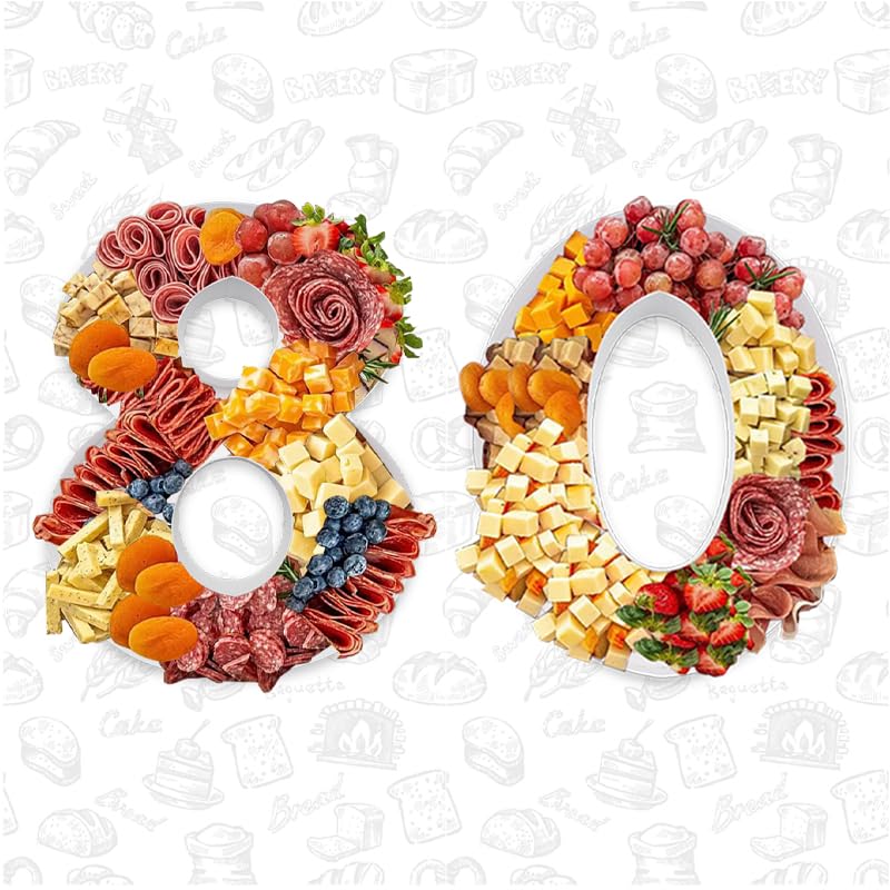 Fillable Cardboard Tray Number Paper Mache Box for Charcuterie, Chocolate, Candy, 12 inches, Party Decorations (80 Shape)