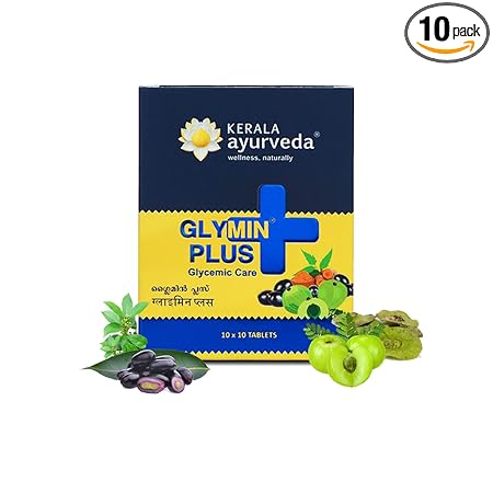 Kerala Ayurveda Glymin Plus 100 Tablets| For Managing Blood Sugar Levels | Healthy Glucose Metabolism | With Amla, Turmeric, Giloy, and Jamun|