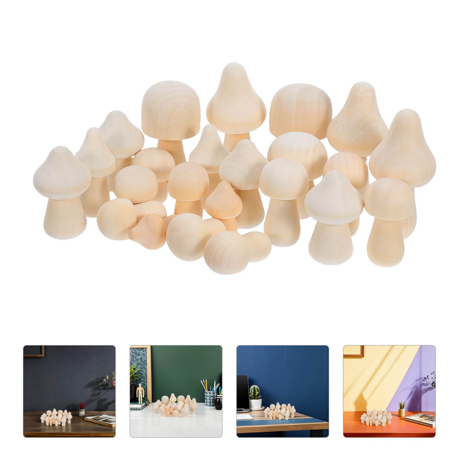 50 Mini Figuras de Madera en Blanco para Manualidades, Figuras sin Terminar de Madera Beige, Adornos DIY para Proyectos Creativos Infantiles