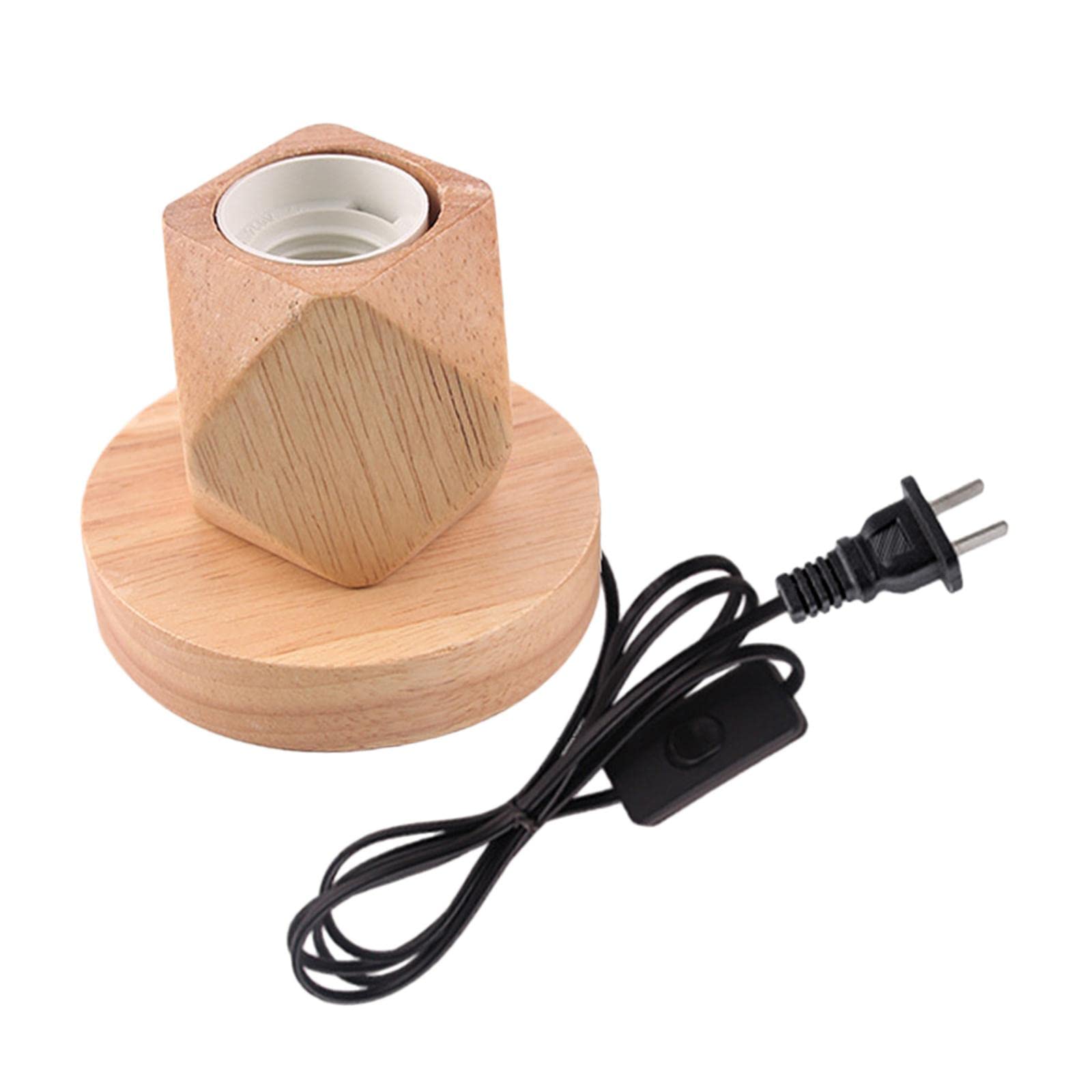 MERISHOPP™ E27 Wood Base Table Lamp Bulb Socket Holder Decor Night Light 10X8.5X6Cm|Home & Garden|Lamps Lighting & Ceiling Fans|Night Lights-image-44