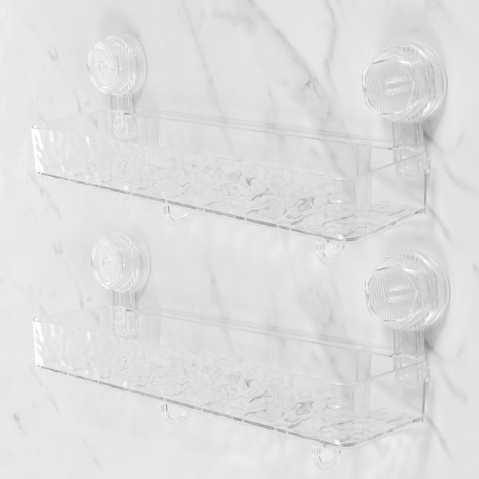 ZJRDYYK 2 Pack Suction Cup Shower Caddy Clear Suction Cup Storage Holder with 4 Hooks Suction Cup Bathroom