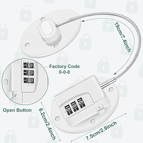 Miniatura 2 de Cerradura de puerta de refrigerador sin llave, cerradura de refrigerador a prueba de combinación de cerradura de cajón de archivos, cerraduras de