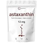 Micro Ingredients Astaxanthin 12mg, 120 Softgels, 4 Month Supply | Premium Astaxanthin Antioxidant Supplements | Fresh Microalgae Source | Supports Eye, Joint, & Internal Circulation Health