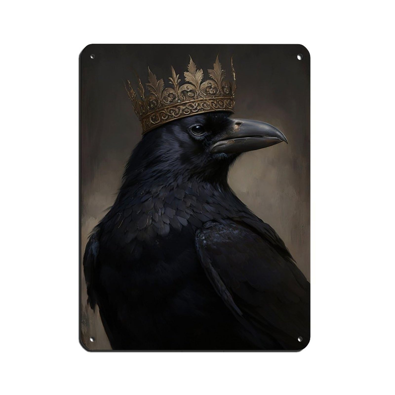 Gothic Crow King Vintage Poster Tin Sign Vintage Metal Pub Club Cafe Bar Home Wall Art Decoration Poster Retro 12x16inch(30x40cm)