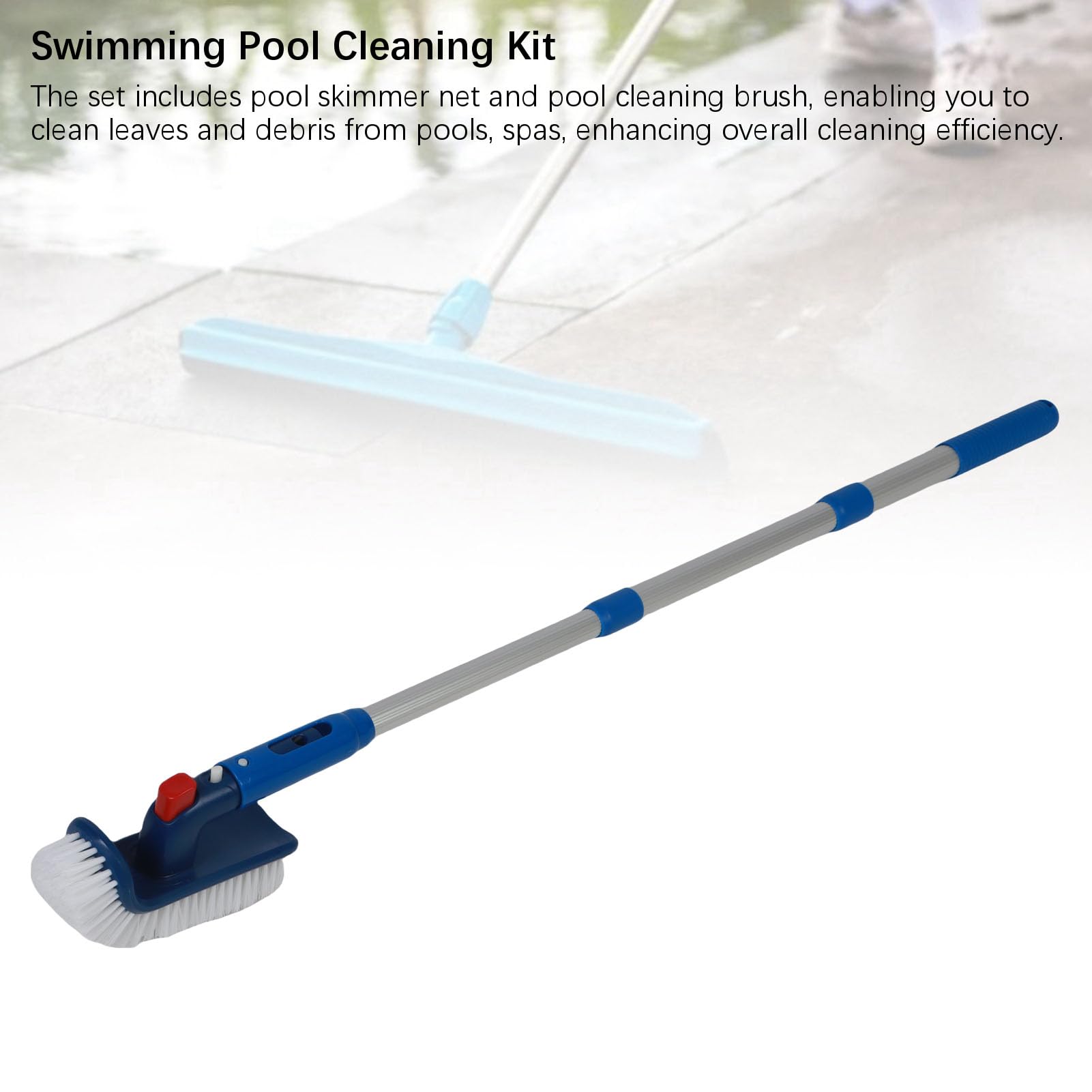Sxhlseller Kit per la Pulizia della Piscina con Asta Telescopica da 45-88 Cm, Rete per Skimmer a Maglia Fine e Spazzola per la Manutenzione di Spa, Vasche Idromassaggio e Vari di Piscine