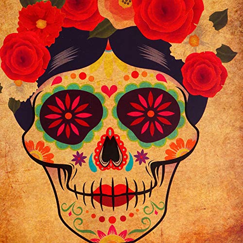 Facraft Sugar Skull Wall Art Decorations,Set Of 4 Day Of The Dead Skeleton Vintage Abstract Painting Picture For Living Room Bedroom Office Home Decorations 8 X 10 Inch-Unframed #TOP3