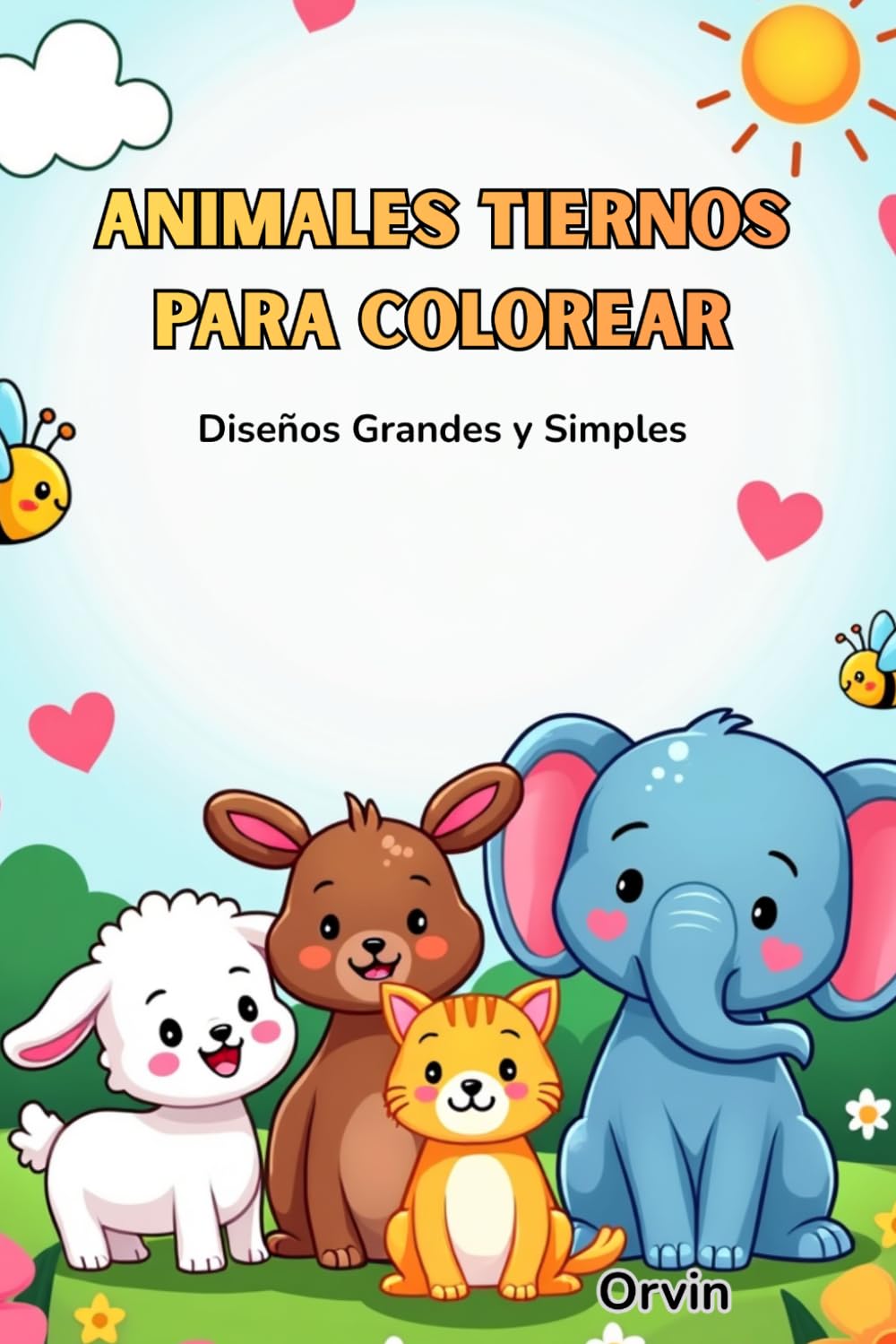 Animales tiernos para colorear: Diseños grandes y simples