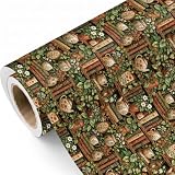 Vnaaem Bookshelf Floral Wrapping Paper Roll - Vintage Book, Floral and Tea Pot Design Gift Wrap for Summer Holiday Birthday Party Xmas DIY Craft(Total 28.5 sq.ft)