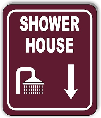 SHOWER HOUSE DIRECTIONAL DOWNWARD ARROW TRAIL Aluminum Composite Outdoor Sign 8.5" x10"
