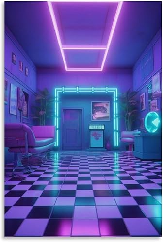 josnmre Retrowave - Póster retro estético de neón Synthwave Cyberpunk para decoración estética de habitación, papel tapiz de pared para dormitorio,