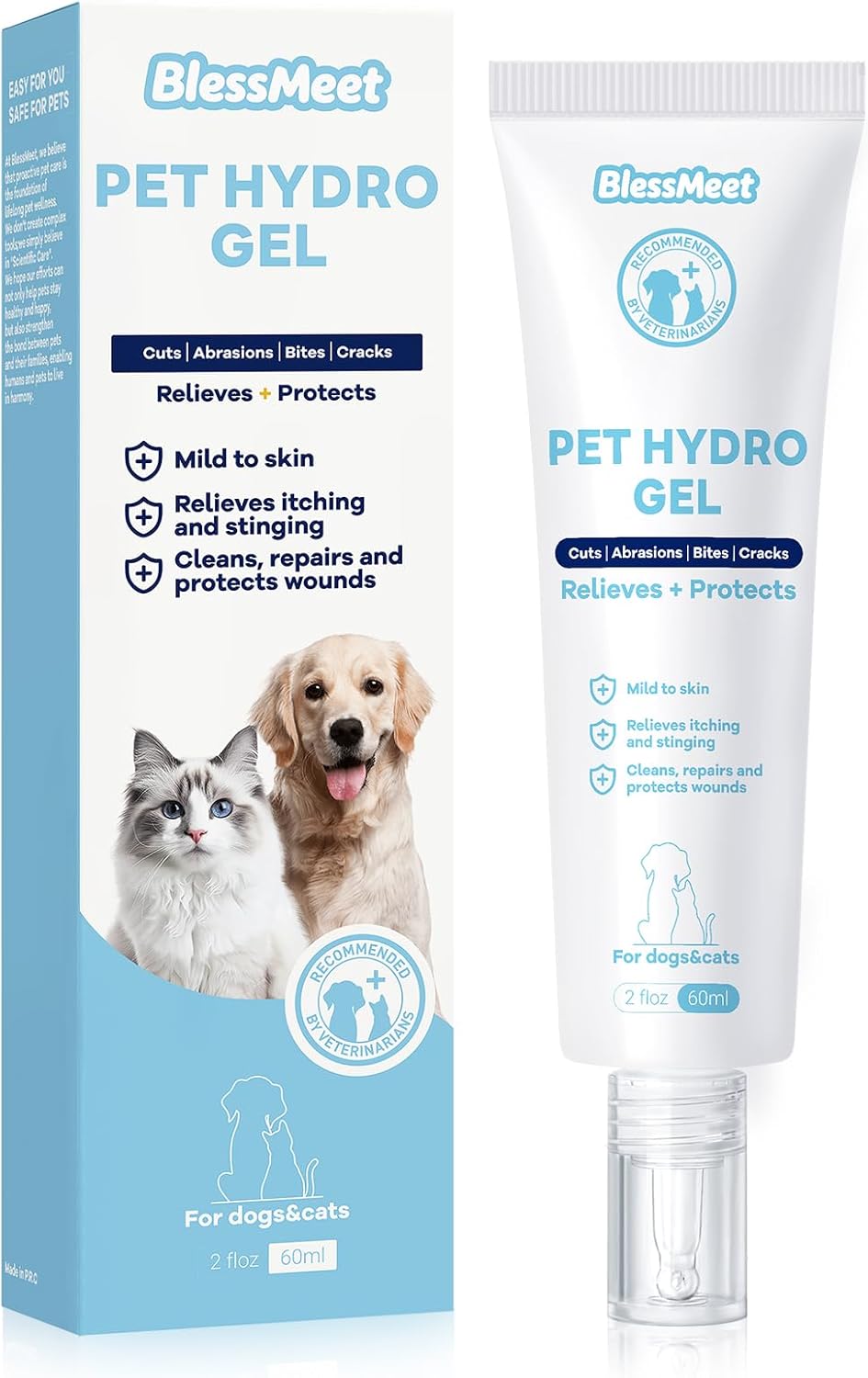 Pet Dog Wound Care Hydro Gel&Dog Hot Spot Gel -Cat Healing Aid for Wounds,Helps with Cuts,Bites,Ulcers & Burns,Relieves Skin Allergies& Itchy Skin,Dog First Aid Kits. Safe if Licked.2 Ounces.
