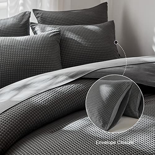 Warmdern Grey Comforter Set King Size Waffle Weave Lightweight Bedding Comforter Sets Soft Microfiber Down Alternative Comforter 7 Pieces Bed In A Bag All Season(Gray, King) #TOP5