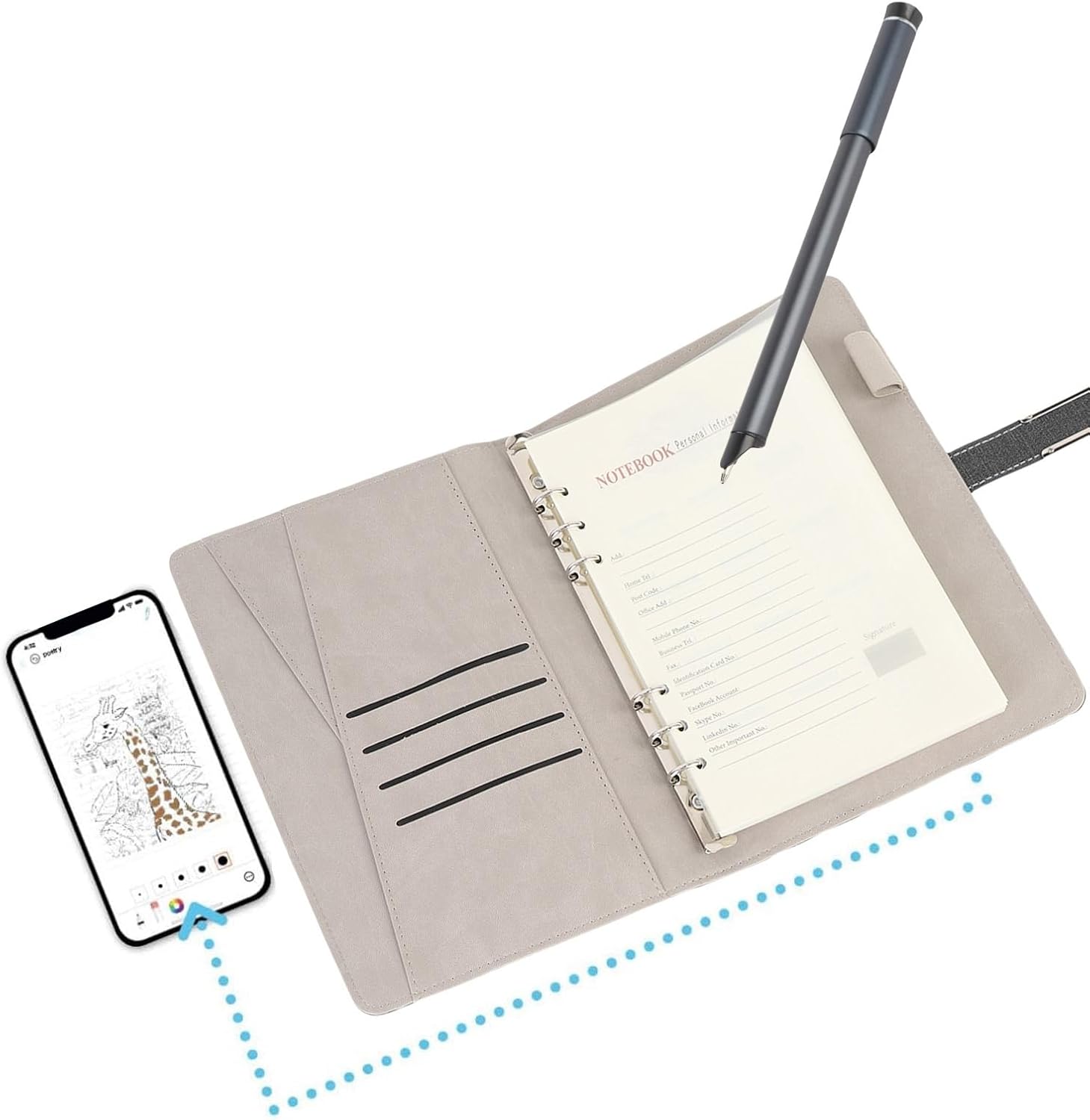 EBTOOLS Smart Digital Pen Notebook Set, Reusable Notebook with Smart Pen for Note Taking, Real Time Sync to Phone Convert to Text Store Share Handwritten Notes, Compatible (Black)