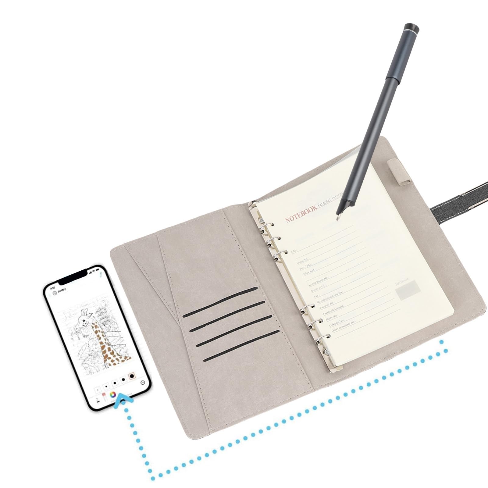 Jectse Zestaw Cyfrowego Notesu Smart Pen do Notatek i Rysunków do Nauki, Inteligentny Długopis do Notesu z technologią Rozpoznawania OCR, synchronizacją w Czasie Rzeczywistym i Przechowywaniem w