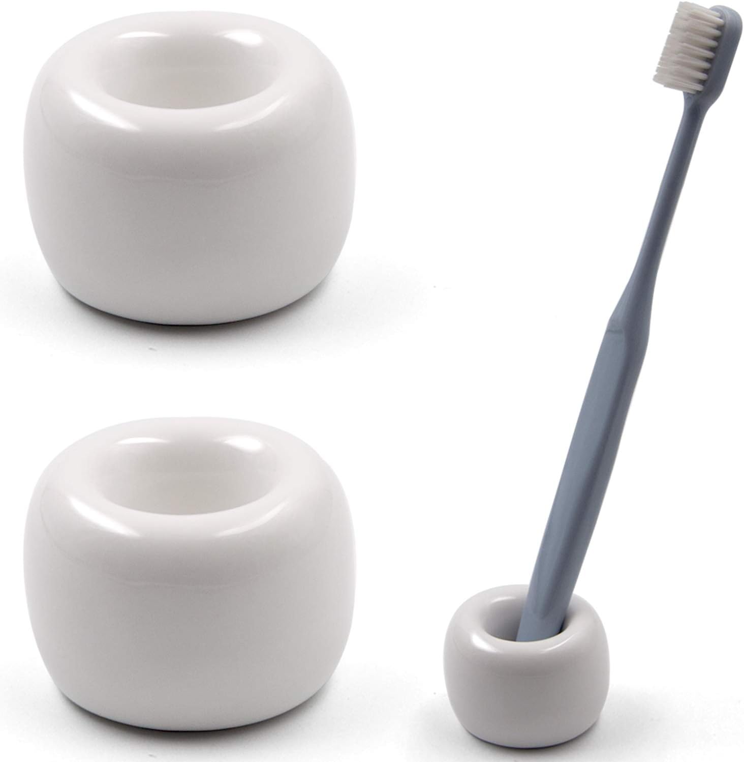Amazon.com: Dr.NOAH Ceramic Toothbrush Holder | 2 Pack – Pink Beige ...