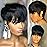 PangDongLai Pixie Cut Wigs for Women Chic Short Wigs for Daily Use Short Layered Pixie Cut Human Hair Wigs With Bangs Glueless Full Machine Made Wig Natural Black Color