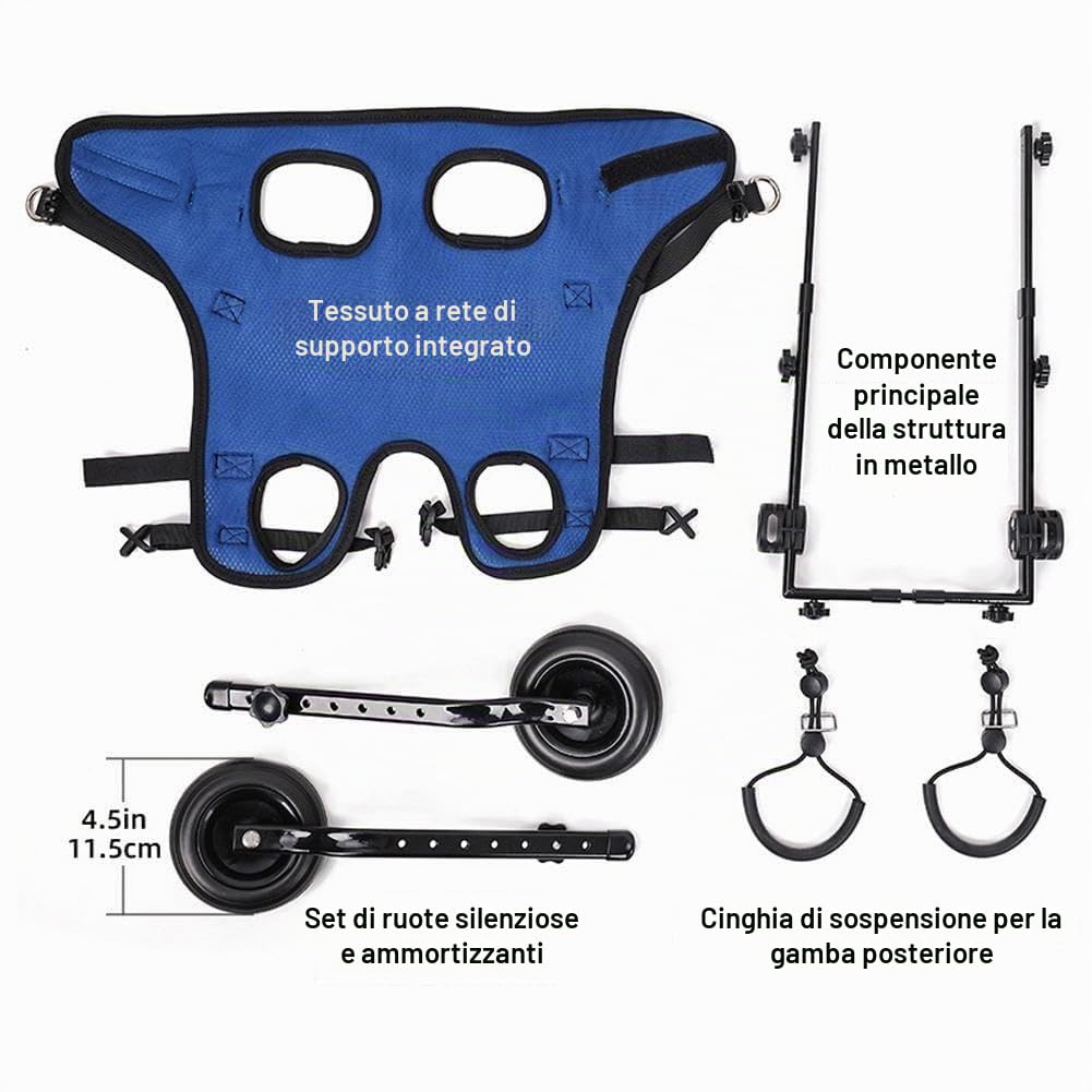 Ausili per la mobilità degli animali domestici regolabili con ruote Carrello di assistenza per la riabilitazione dei cani Veicolo di assistenza per la mobilità degli animali domestici per cani di