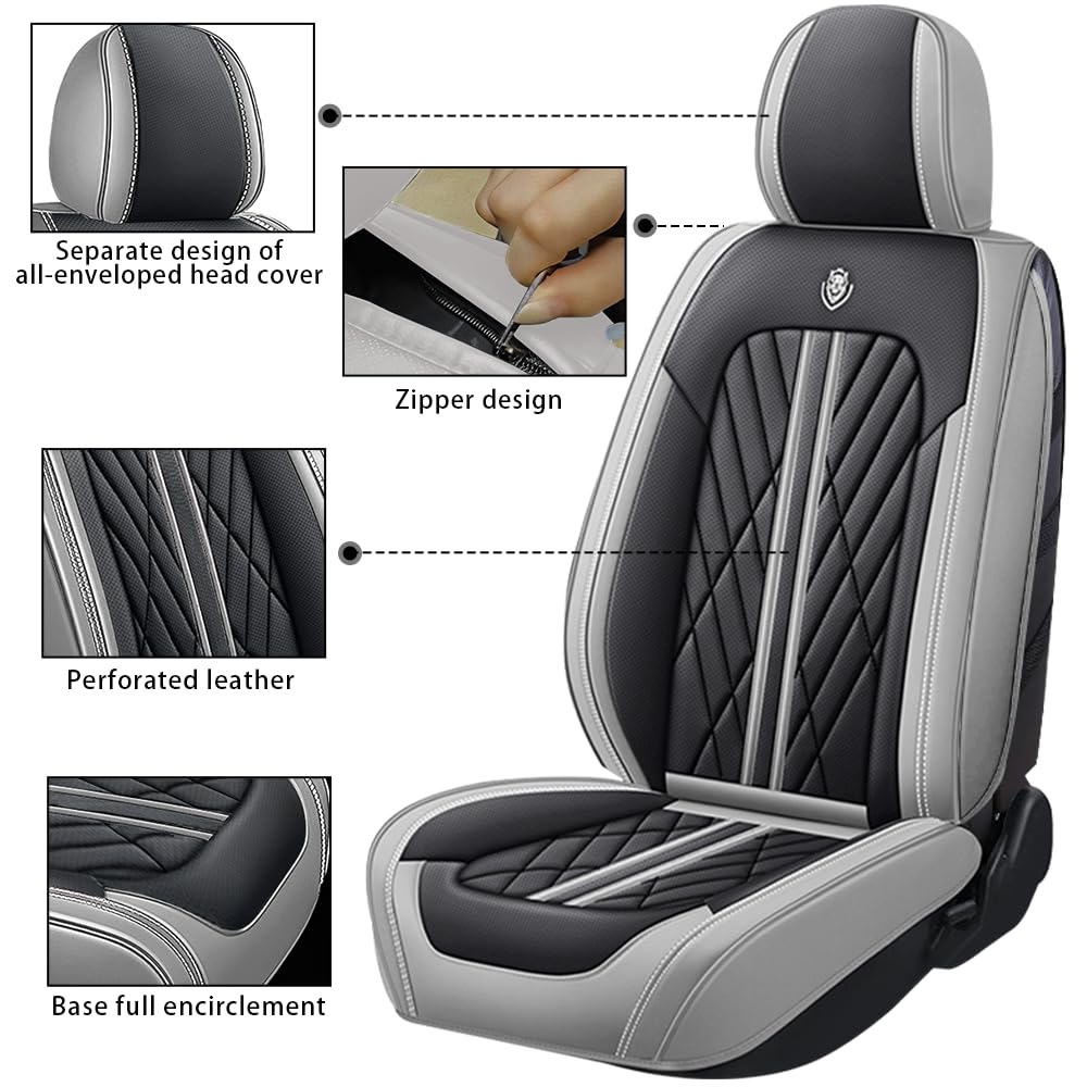 Bemony Nappa Leather Seat Covers For Chrysler 300 2001-2023 - Waterproof, Airbag Compatible, Full Set