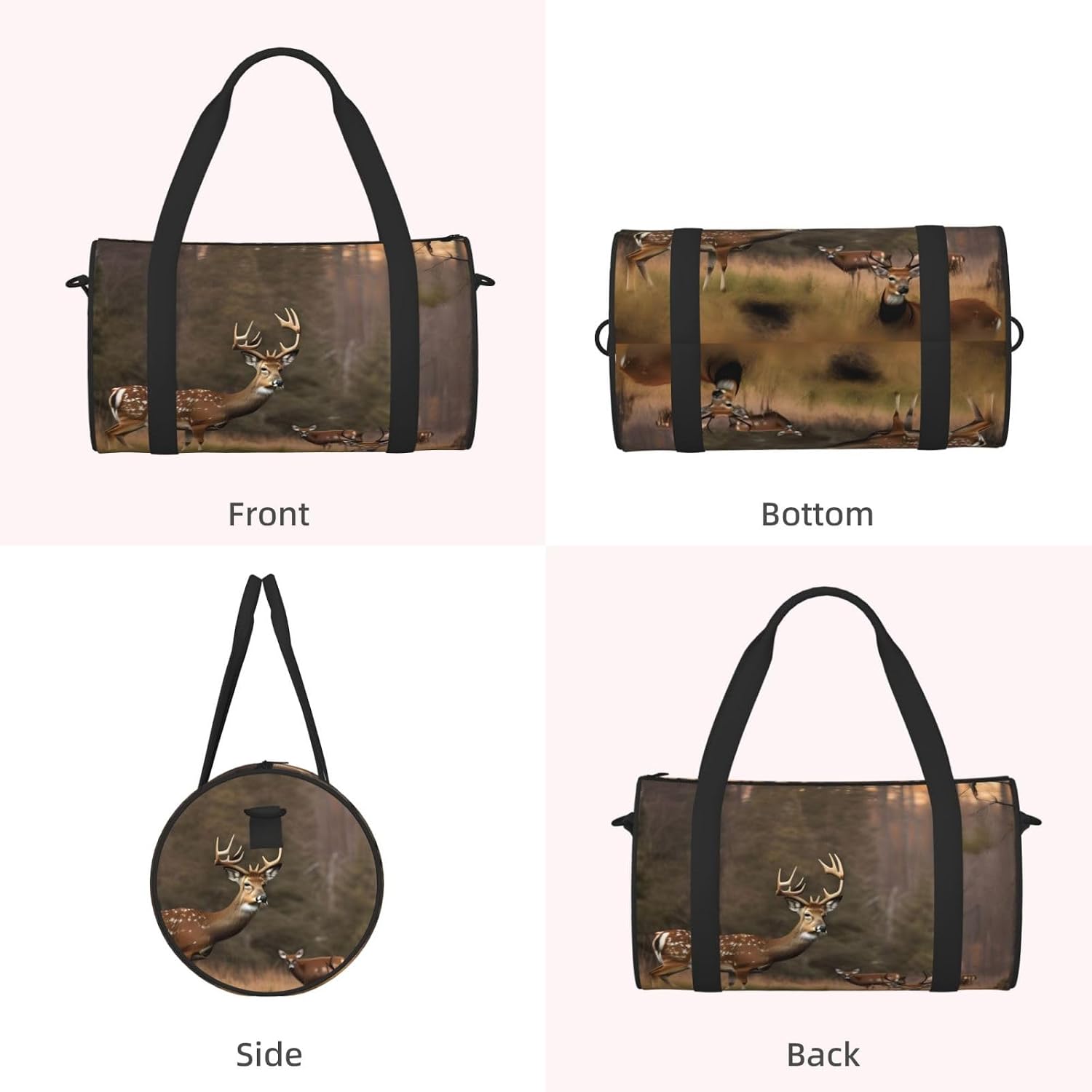 Deer Hunting Print Sports Tote Bag Lightweight Water-Resistant Gym Backpack Travel Supplies