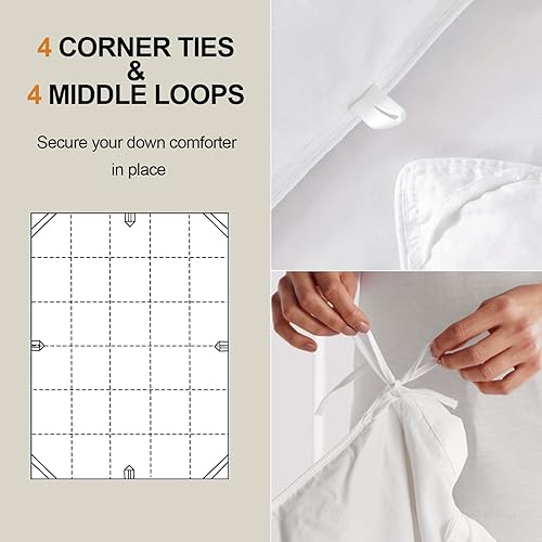 Miniatura 5 de Edredón de plumas tamaño California King, 108 x 98 pulgadas, para todas las estaciones, relleno de edredón extra esponjoso con pestañas en las