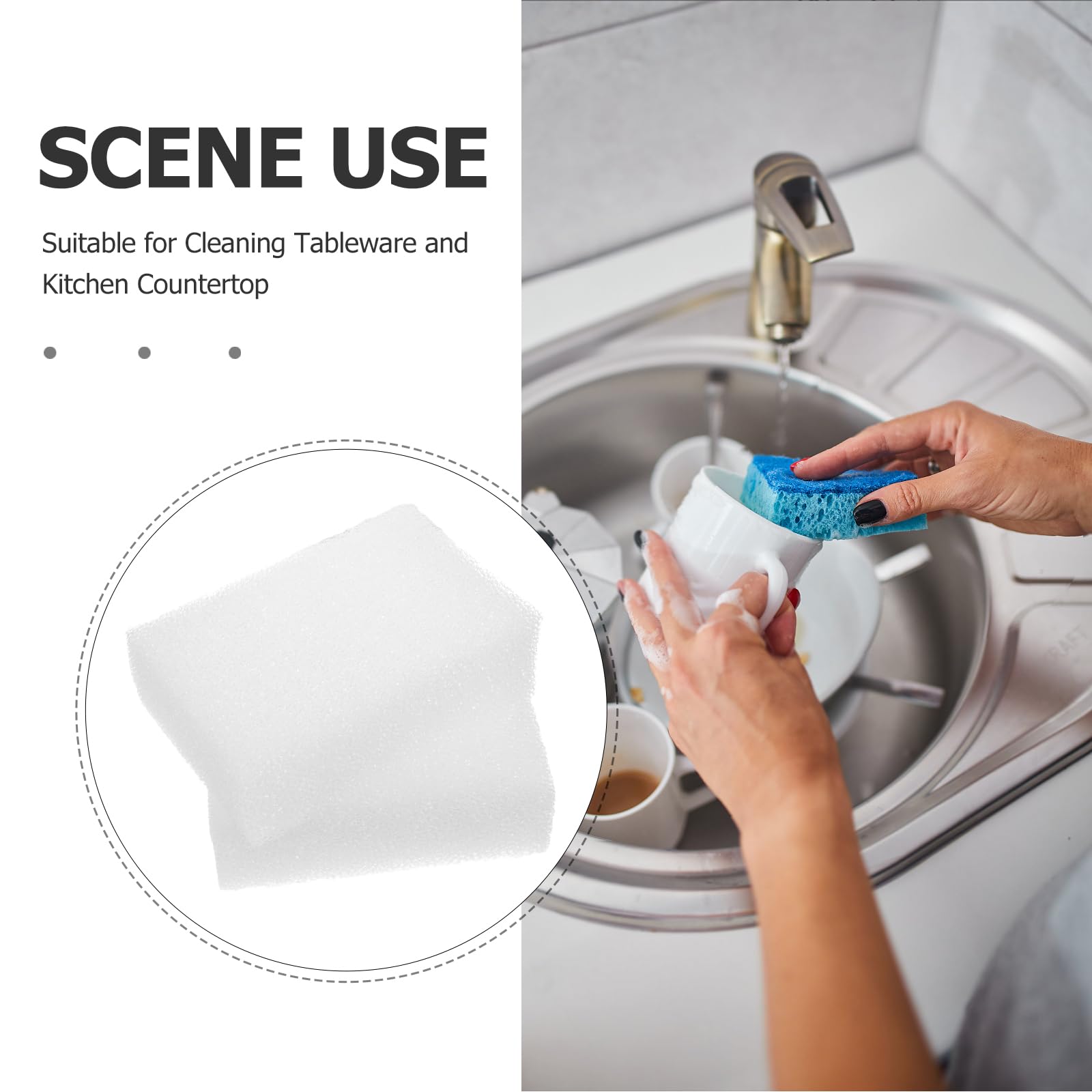 ORFOFE Esponjas para Fregar Platos de Color Claro Desprendibles 120 Piezas, Esponja de Limpieza Antirayaduras para Cocina y Baño, Almohadillas Multiusos de Secado Rápido para Utensilios