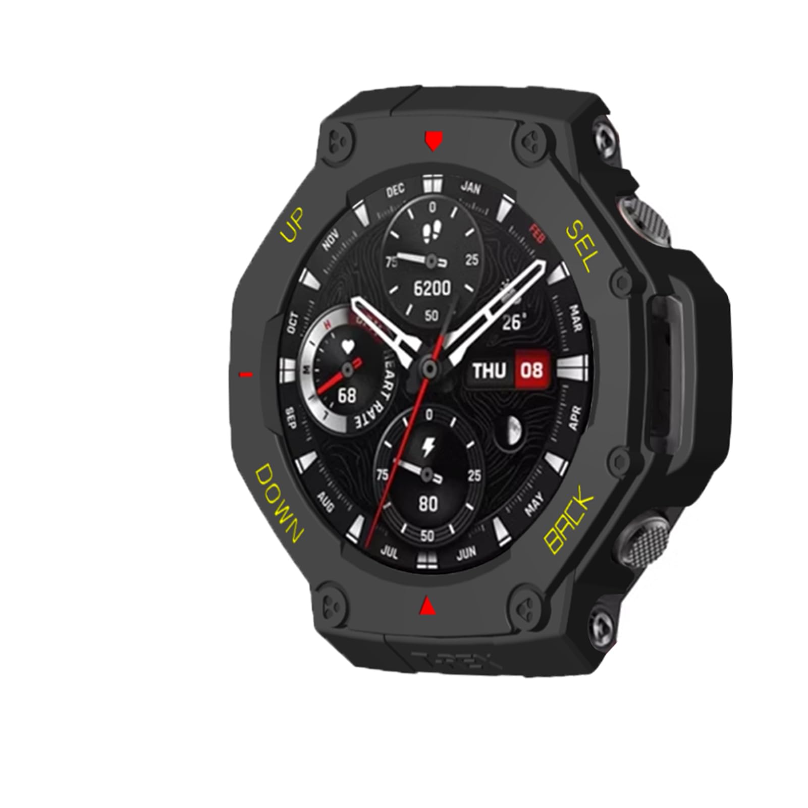 Fit for Amazfit T-Rex 3 Protective Case, Hard PC Shock-Proof Protector Bumper Sleeve Shell Protector Cover Case for Amazfit T-Rex 3 A2322 Smartwatch (Blackredyellow)