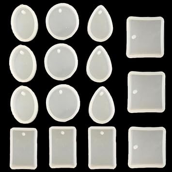 15 Pieces Silicone Resin Mould Pendant Jewellery Molds with Hanging Hole for DIY Jewelry Craft Making, 5 Shape