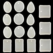 15 Pieces Silicone Resin Mould Pendant Jewellery Molds with Hanging Hole for DIY Jewelry Craft Making, 5 Shape