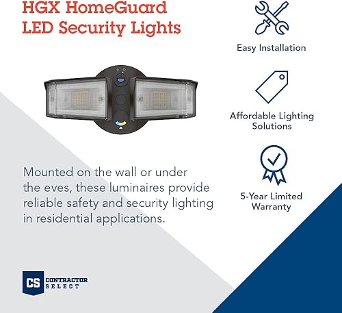 Miniatura 2 de Lithonia Lighting HomeGuard 2-Light Outdoor Flood Lights, Dusk to Dawn Sensor, Adjustable Lumens, Selectable Color, Square Heads, Dark Bronze (HGX