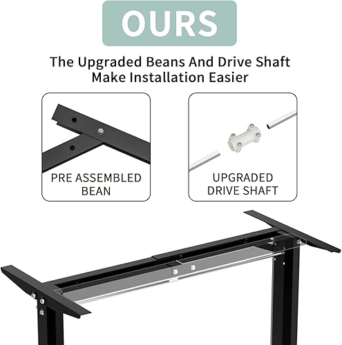 Miniatura 5 de Furmax Escritorio de pie eléctrico de 55 pulgadas, altura ajustable, escritorio de pie para oficina en casa, escritorio de metal en forma de T,