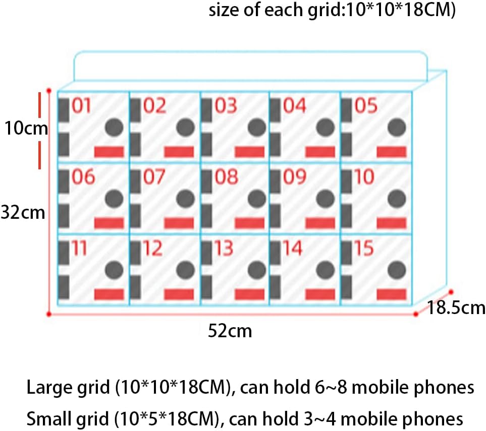 Cell Phone Locker Box for Classroom with Door Locks and Keys Clear Acrylic Jail Storage Cabinet，Clear Acrylic Phone Locker - 15 Slot Cell Phone Storage Box, Portable Classroom Lockers for Ph