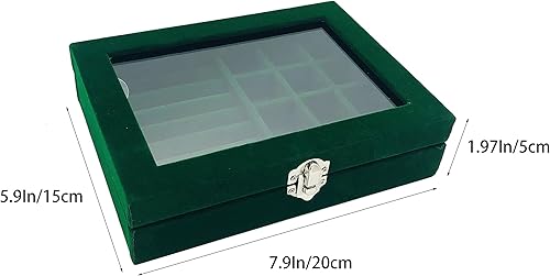 Miniatura 2 de Joyero organizador, caja de almacenamiento de joyería con tapa de vidrio transparente, caja de anillo de joyería de vidrio de terciopelo, estuche de