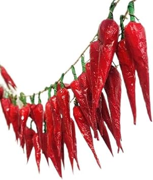 Artificial Hanging Chili String 2Pack Lifelike Hot Pepper Garland Vegetable Hanging Green Pepper Wreath String for Home Kitchen Farm Party Wall Decoration #2