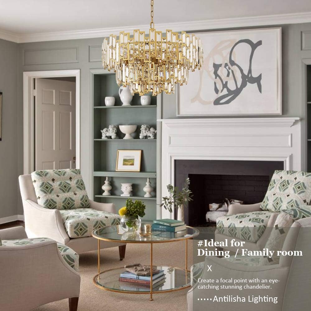 Buy 1 get 1 🔥 ANTILISHA Gold Chandeliers Modern Crystal Chandelier for Dining Rooms Bedroom Foyer Entryway Ceiling Hanging Pendant Chandelier Light Fixture Lamp 24.5'' New Arrivals ANTILISHA Gold Chandeliers Modern Crystal Chandelier for Dining Rooms Bedroom Foyer Entryway Ceiling Hanging Pendant Chandelier Light Fixture Lamp 24.5''
