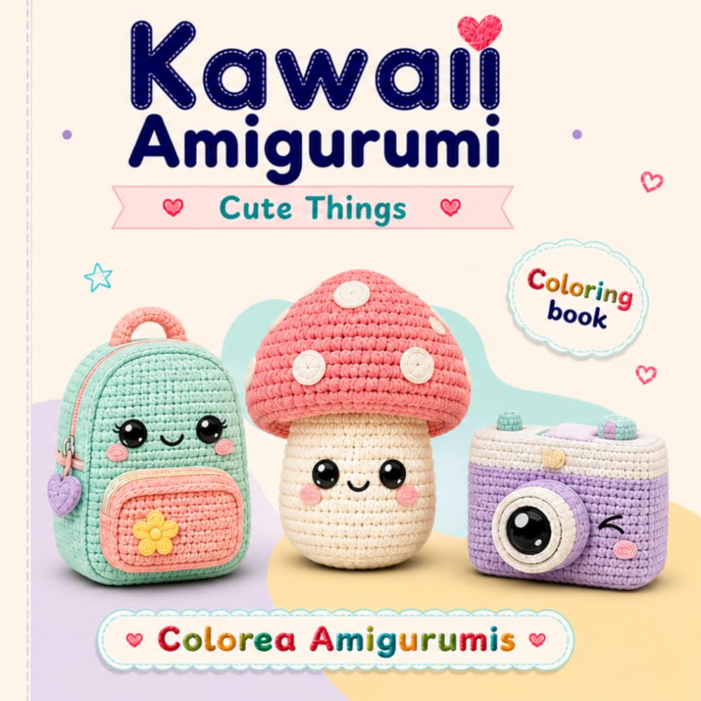 Cosas Cutes para Colorear: Libro Kawaii y Cozy estilo Amigurumi | Dibujos Tiernos y Relajantes para Adultos y Adolescentes | Libro de Actividades para ... Vocabulario (Mi Mundo Colorea Amigurumis)