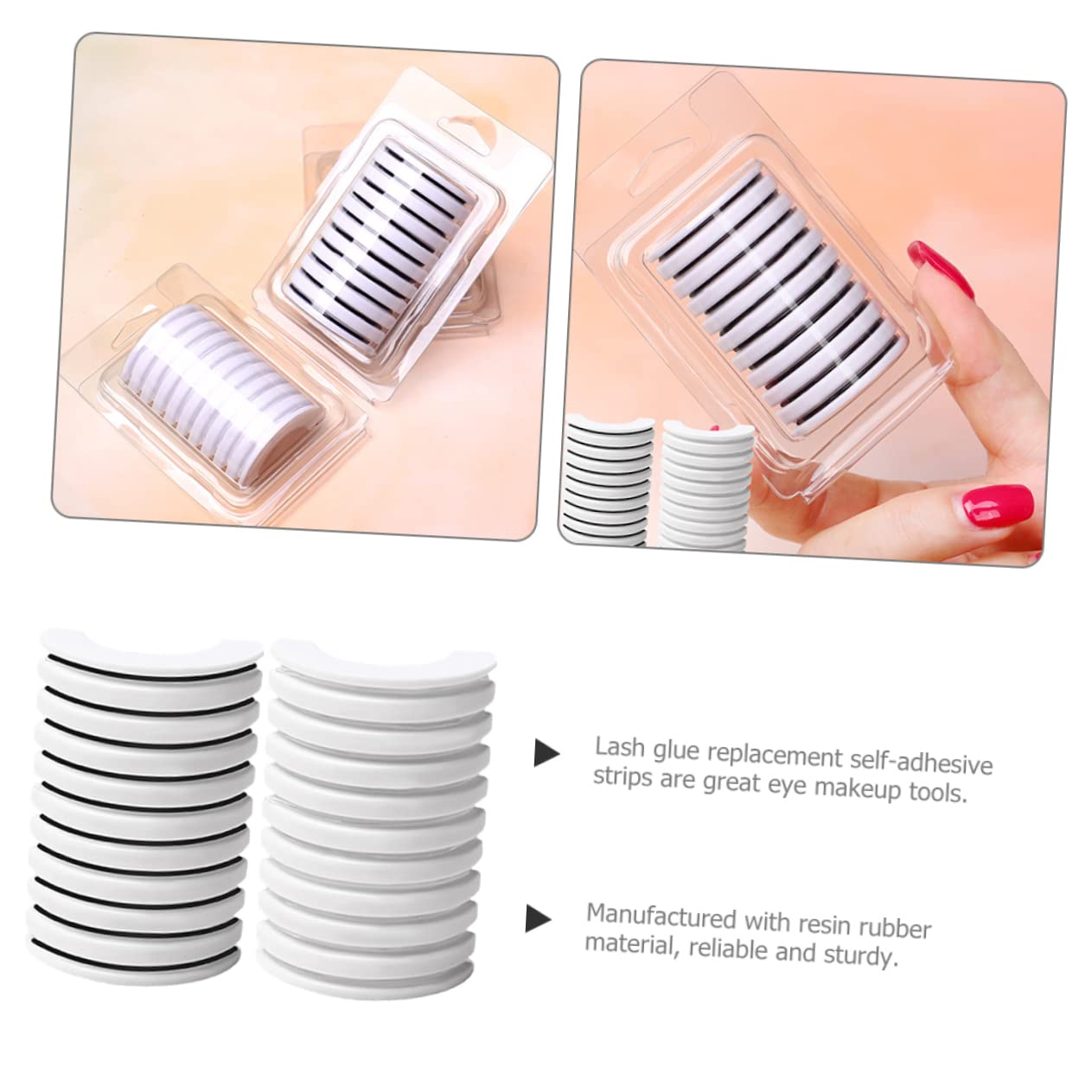 Healeved Eyelash Strips Bulk Self-adhesive Lash Strips Glue 2 Boxes Lash Glue Liner Natural Look