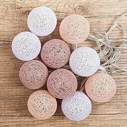 Ideen mit Herz Kugel-Lichterkette mit 10 LEDs | batteriebetrieben | 10 Baumwollkugeln in 3 Farben | Ø35 mm je Kugel | inkl. Timer (weiß, altrosa, apricot) – Bild 7