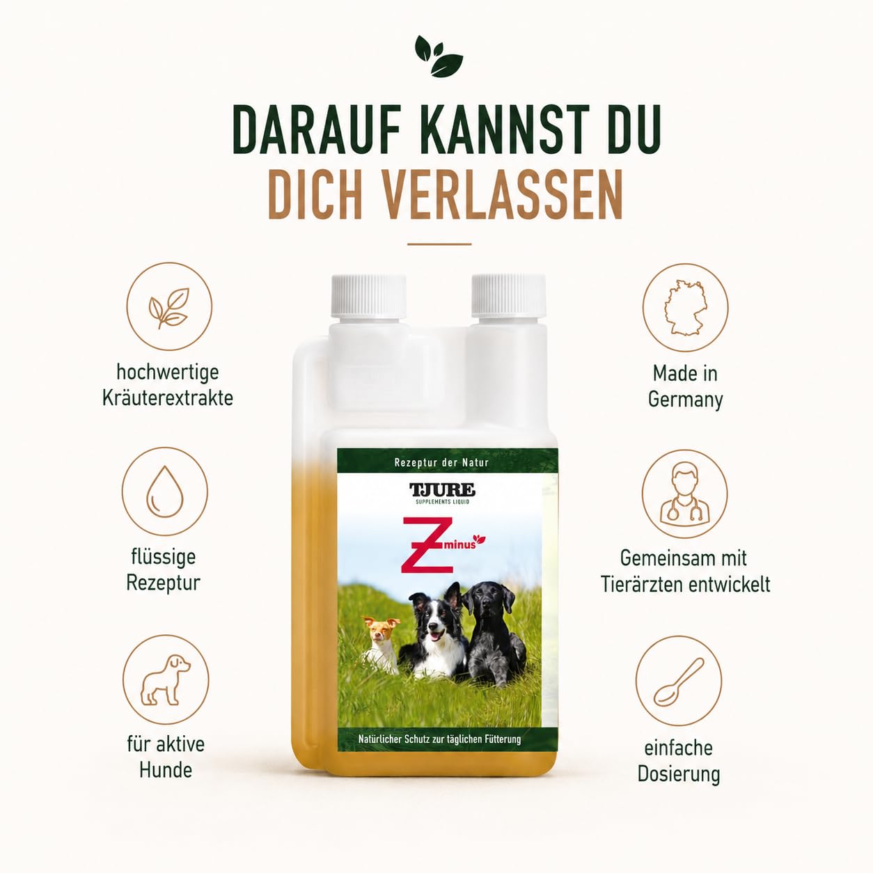 TJURE Z – 500 ml Liquid für Hunde | 100% Pflanzliche Rezeptur für aktive Hunde | Naturkraft gegen ungebetene Gäste | Mit Schwarzkümmel, Cistrose & Lavendel | Made in Germany