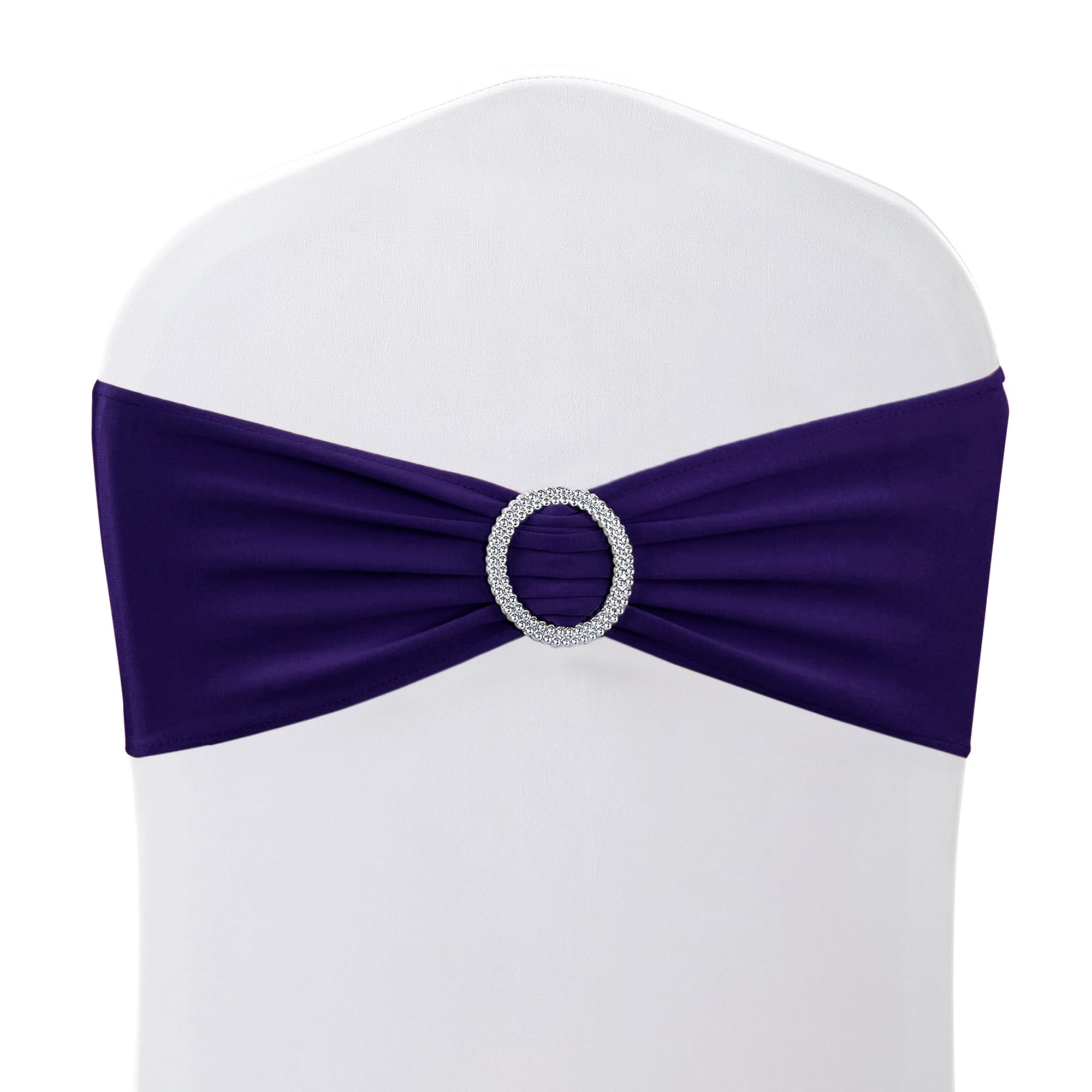 Trimming Shop Dark Purple Spandex Chair Bands With Slider Buckle – Stretchy Elastic Chair Sashes For Weddings, Parties, Ceremony, Banquet & Reception Decorations, 1Pcs
