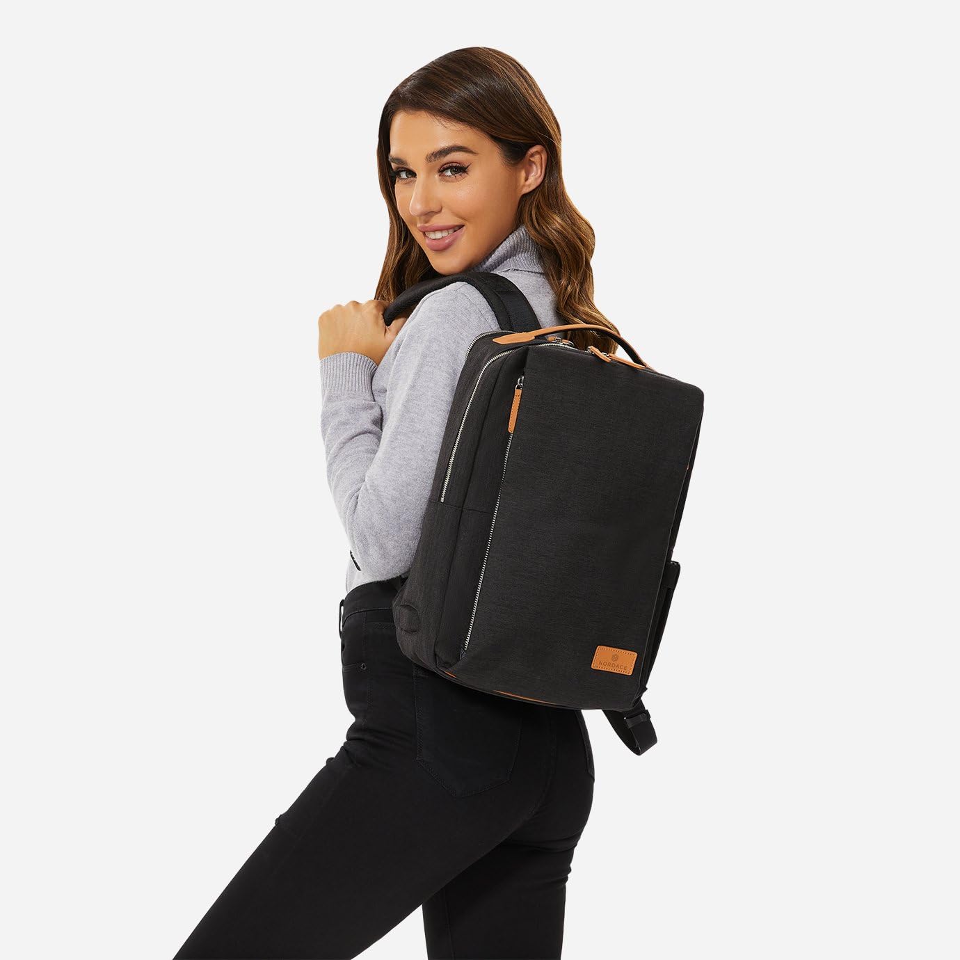 Nordace Siena Pro 13 Smart Backpack - Zaino per laptop da 13,3", zaino quotidiano da 15 l, per viaggi, tutti i giorni o lavoro, Nero-marrone., Normal, Zaini Daypack