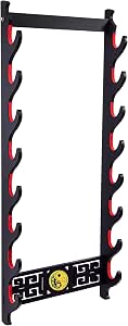 Alyoen 2-Tier Samurai Sword Wall Mount - Katana Holder With Dragon Pattern & Velvet Padded Hooks