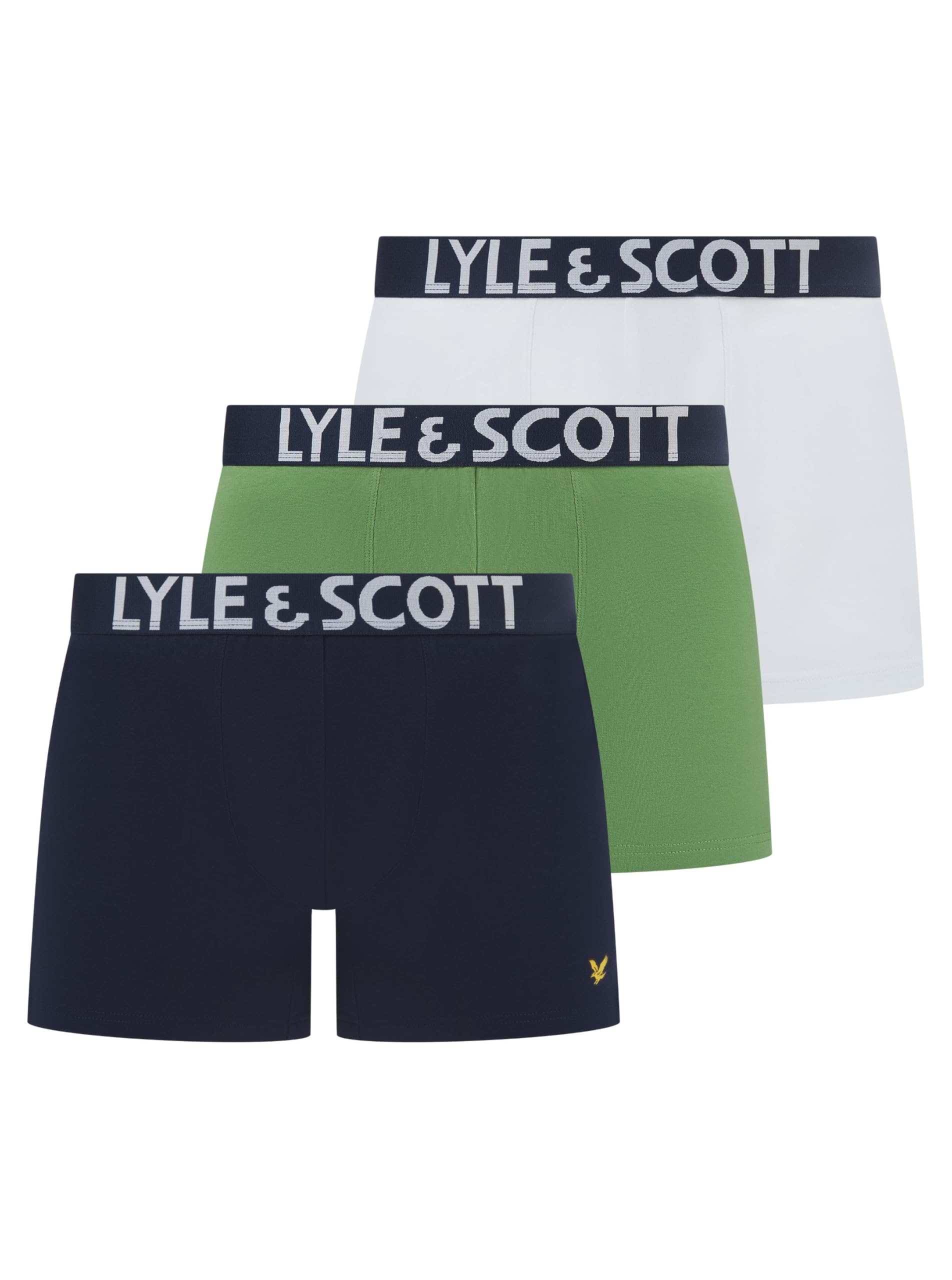 Lyle & Scott Shale Green/Bright White/Peacoat Daniel 3 Pack Black Boxers Large (Multi)