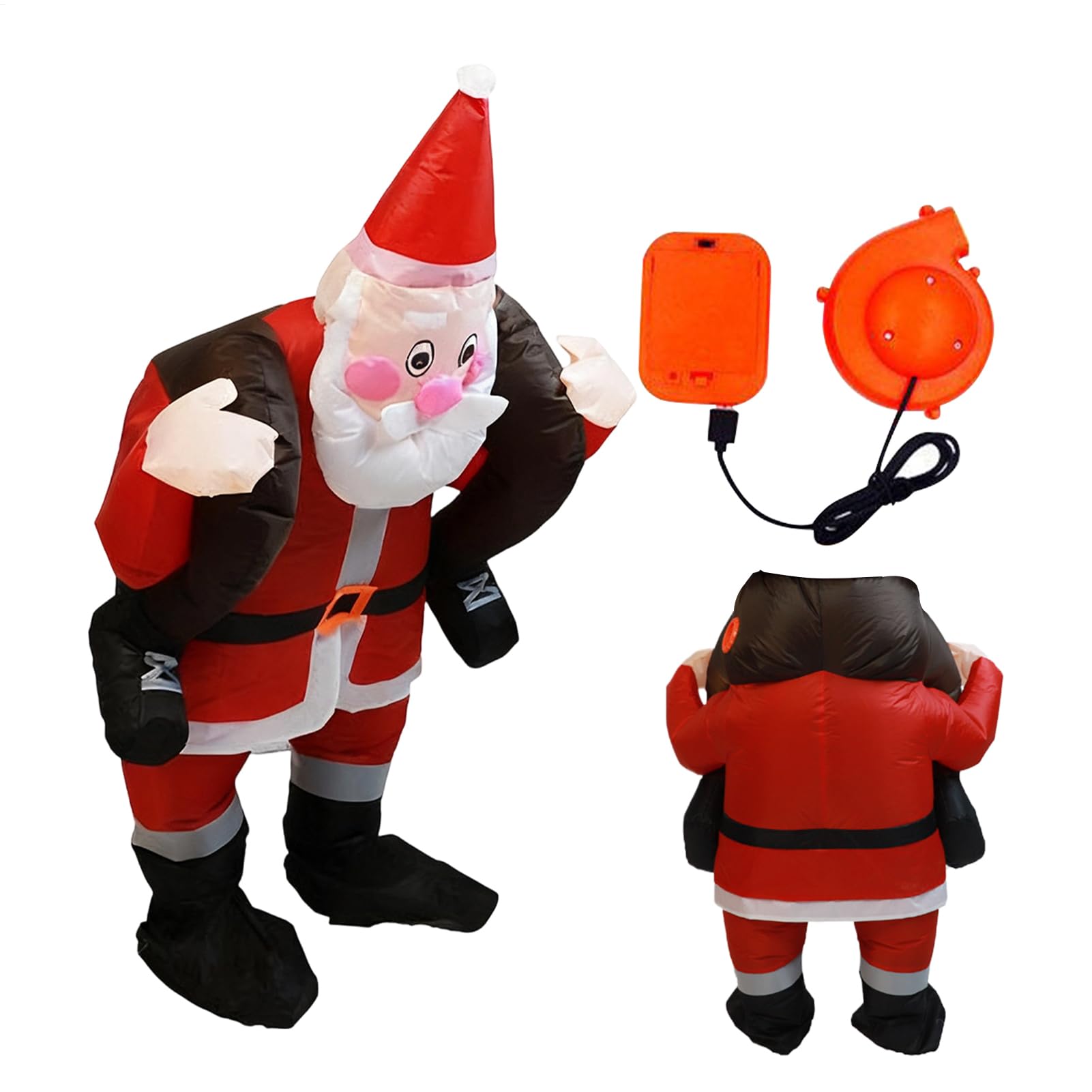 Nadmuchiwany kostium Świętego Mikołaja | Dmuchawa na baterie, Cosplay, nadmuchiwany kostium Świętego Mikołaja na Boże Narodzenie, na zimowe imprezy, spotkania rodzinne