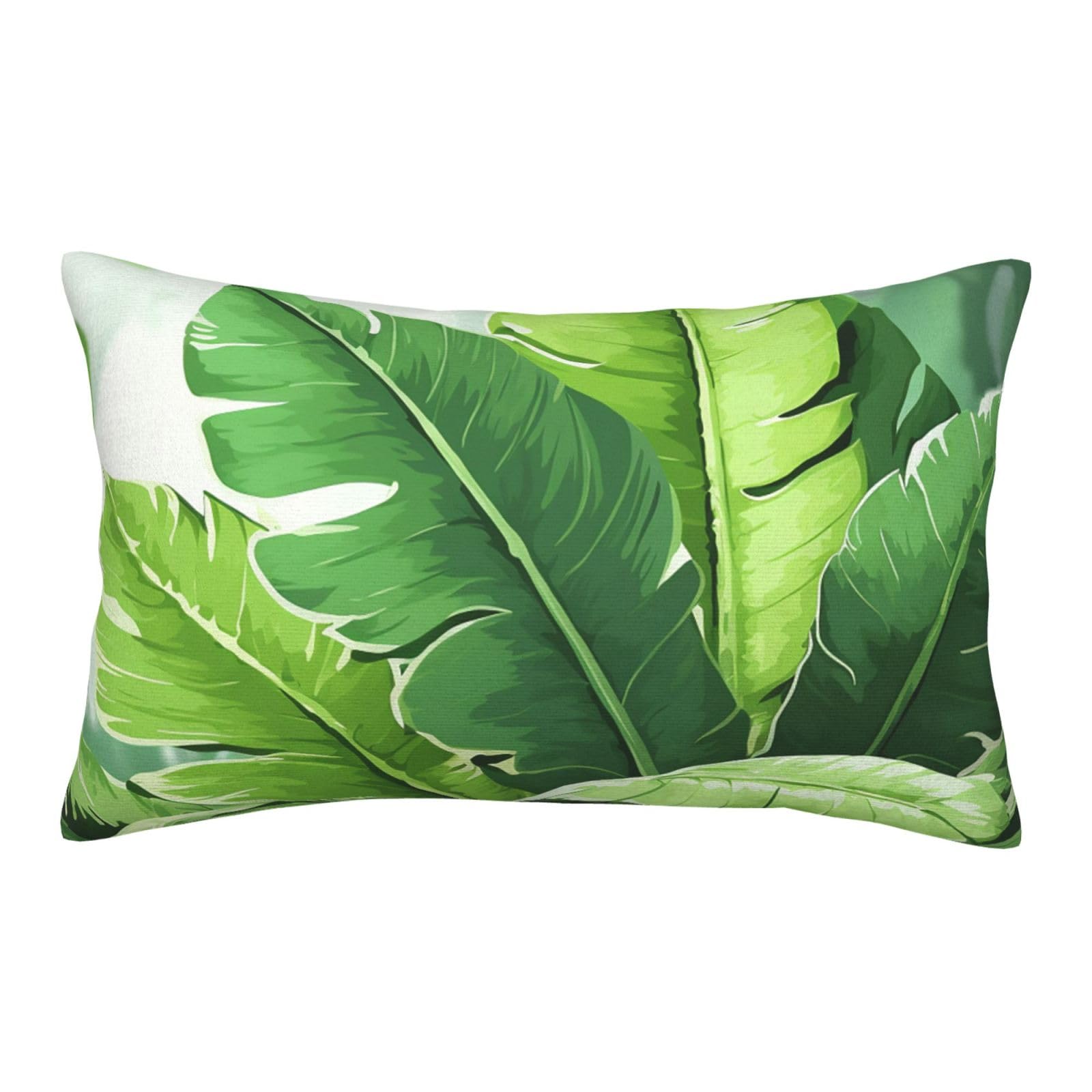 Velvet Pillowcases 14"x20" Ultra Soft Breathable Pillow Cases, Luxury Fuzzy Throw Pillow Covers with Zipper, Cute Banana Leaves Pillow Shams All Seasons Decorative Cushion Cases for Couch