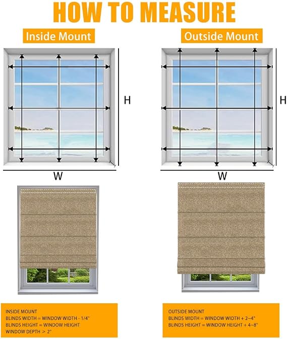 Cordless Roman Shades for Windows Custom Blackout Blinds Room Darkness Privacy Elegant Linen Roman Blinds Window Shades for Living Room, Bedroom and Home, 14 W x 48 H, Light Filtering White