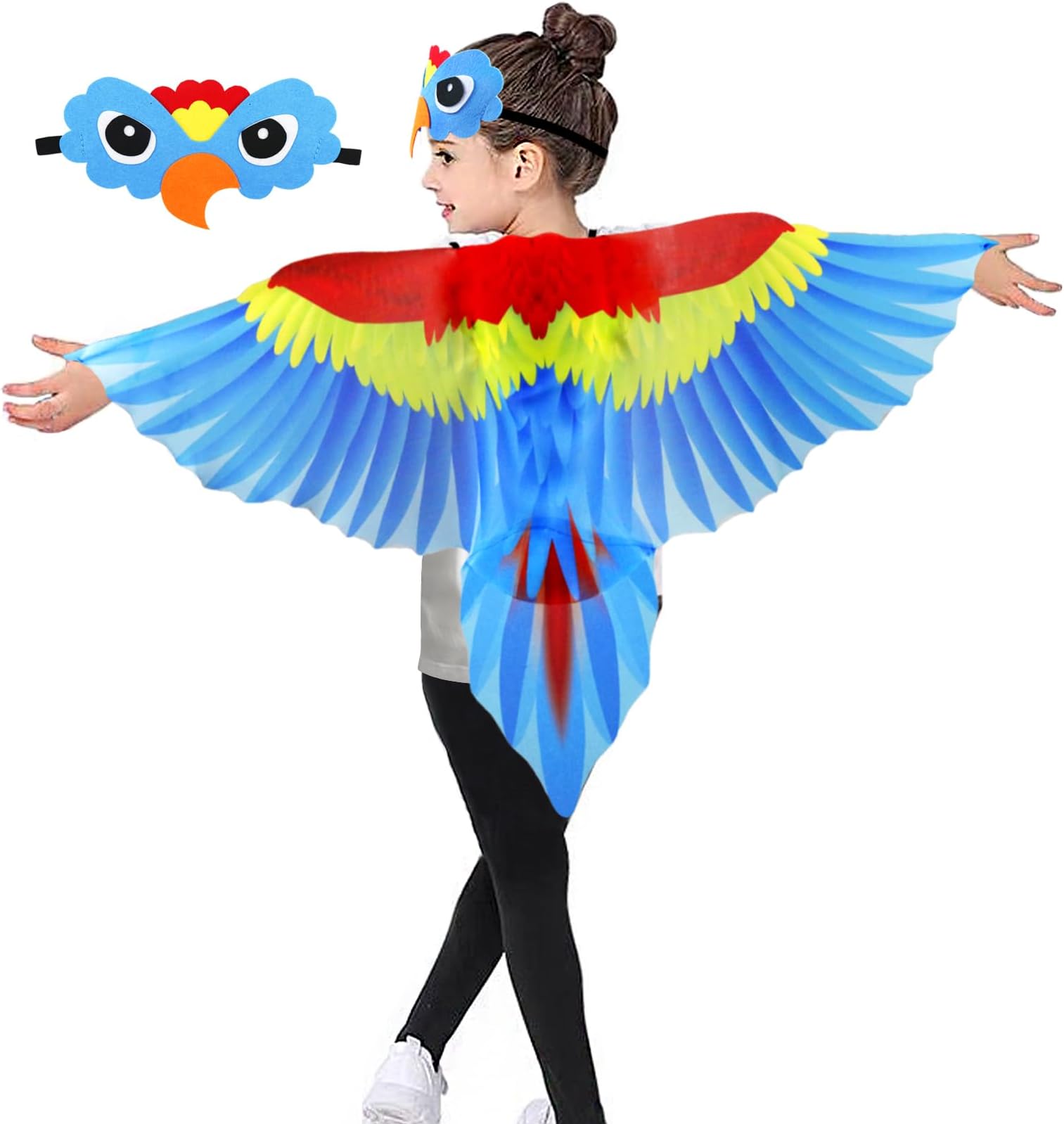 Bird-Costume-Parrot-Wings for Kids with Bird Headbands, Boys Girls Eagle Dress-up Cape Christmas Gifts Party Favors